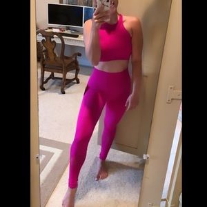 SET pink mesh racer back longline bra leggings